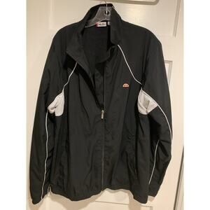 Ellesse Jacket Men’s X-Large Full Zip Mock Neck Striped Windbreaker Mesh Lined